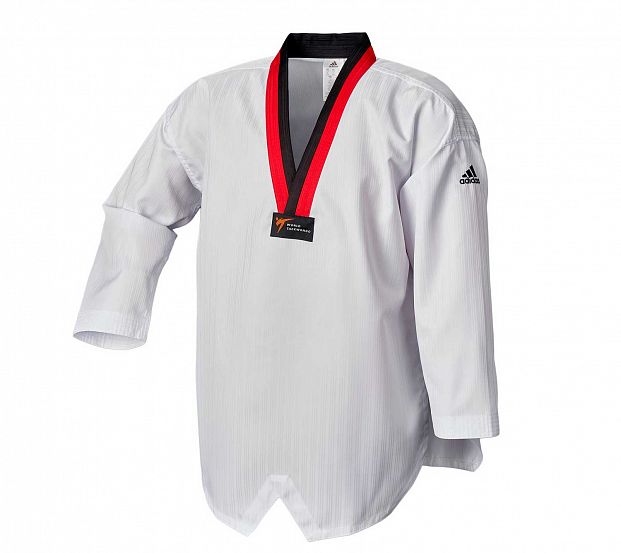 Добок для тхэквондо WT Adi-Start белый с красно-черным воротником adiTS01