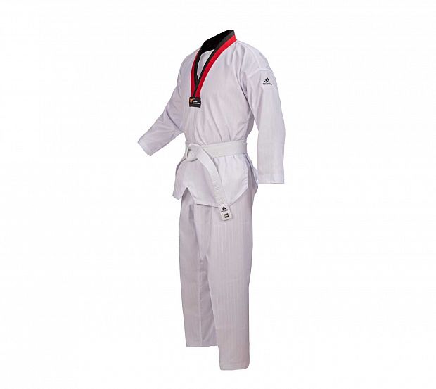 Добок для тхэквондо WT Adi-Start белый с красно-черным воротником adiTS01