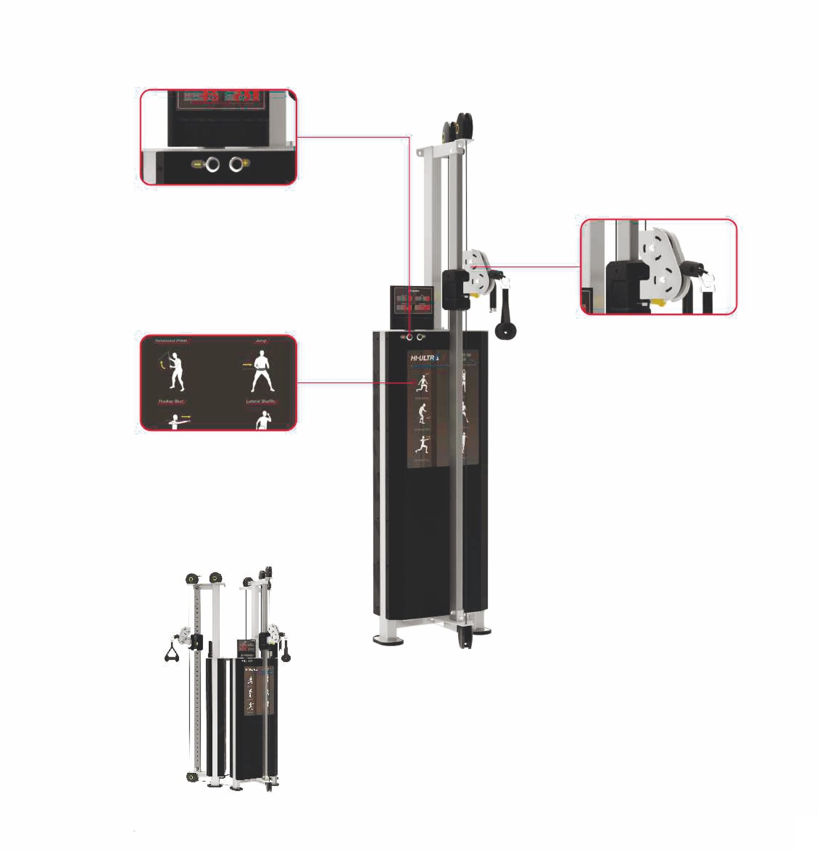 Многофункциональный профессиональный силовой тренажёр Impulse HSP-PRO-002, тяговая колонна