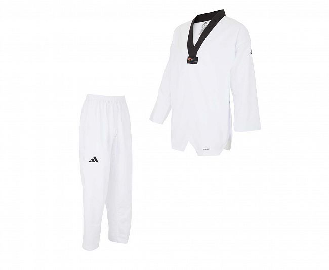Добок для тхэквондо WT Adi-Fighter Eco белый с черным воротником adiTC03E