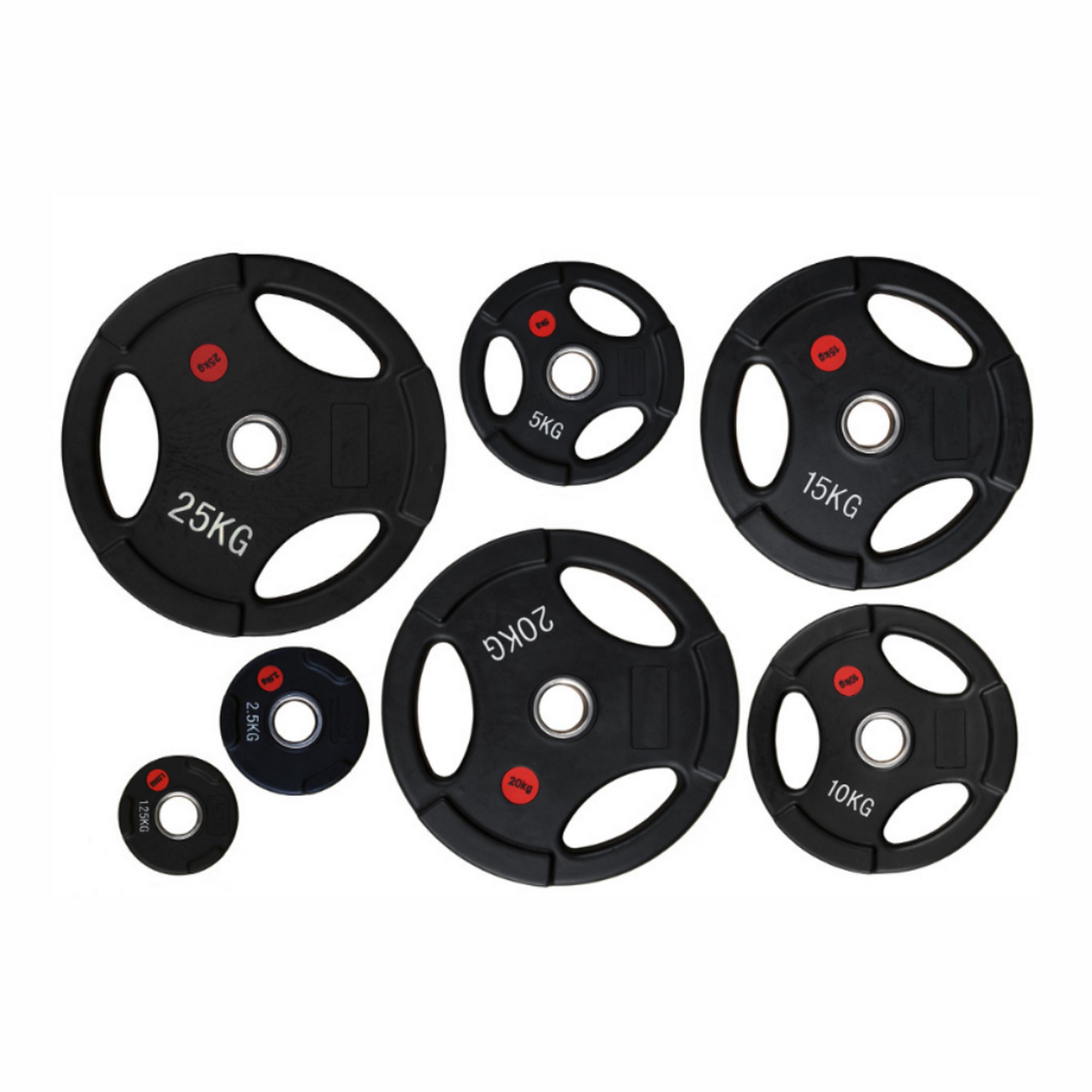 Диск олимпийский обрезиненный с тремя хватами ST черный