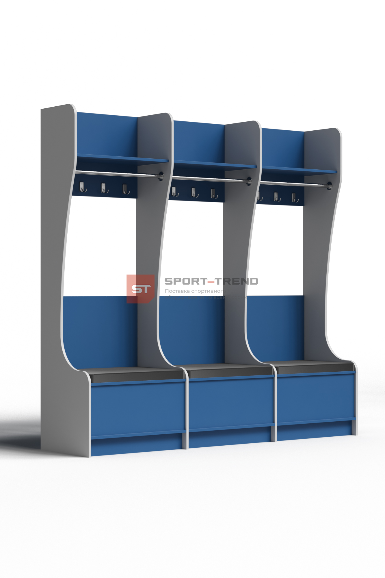 Шкаф для одежды спортивных команд тройной