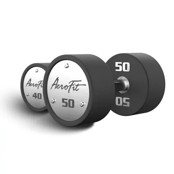 Купить Набор полиуретановых гантелей AeroFit AFPUDB40-50 40-50 кг, 5 пар, шаг 2,5 кг по цене от 377 400 руб.